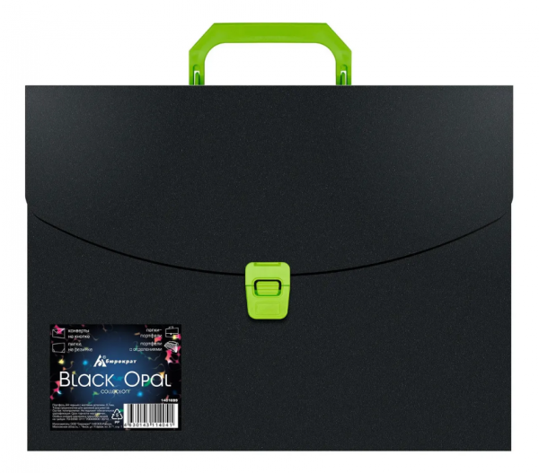 картинка Портфель пластиковый 1 отделение Бюрократ Black Opal черный 0,7 мм. от магазина "Офисные мелочи"