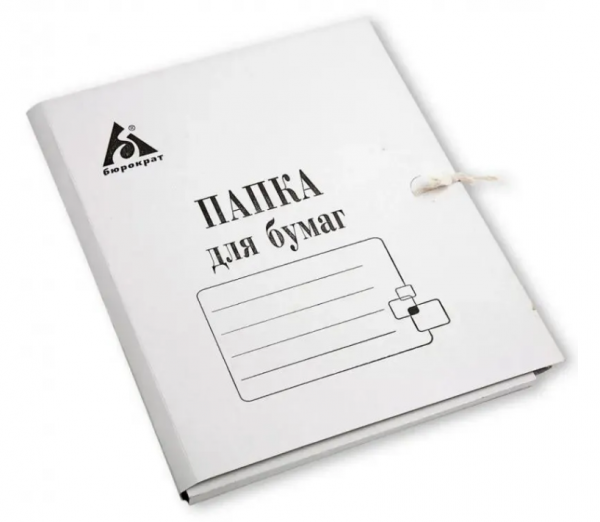 картинка Папка на завязках мелованная белая 360 г/м2 (0,8) Бюрократ от магазина "Офисные мелочи"