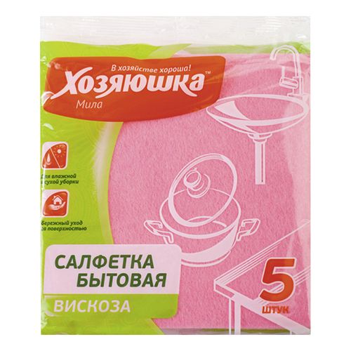 картинка Салфетки вискоза 35*35 см. ХОЗЯЮШКА 5 шт. универсальные от магазина "Офисные мелочи"