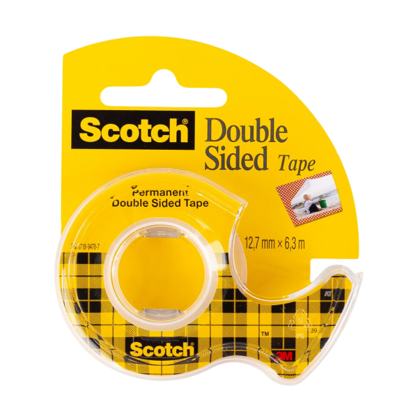 картинка Клейкая лента двусторонняя полипропилен 12 мм.*6,3 м. SCOTCH 3M от магазина "Офисные мелочи"