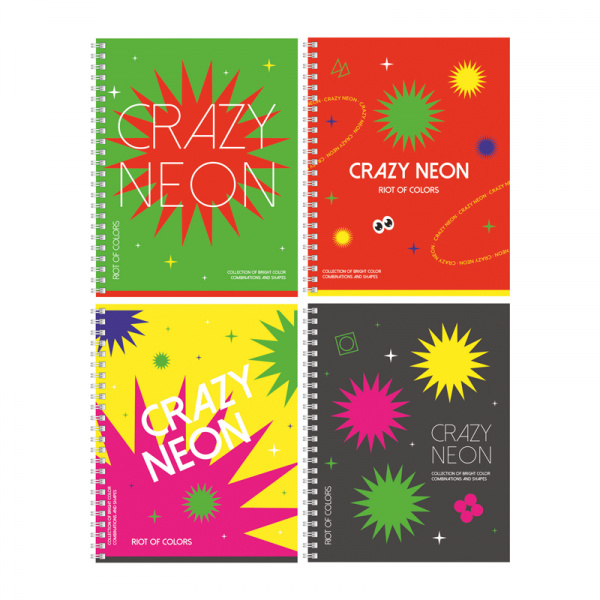 картинка Тетрадь 96 листов клетка спираль BG "Crazy neon" неоновая краска, мелованный картон, ВД-лак от магазина "Офисные мелочи"