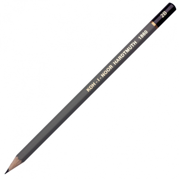 картинка Карандаш чернографитный 2B Koh-I-Noor 1860 шестигранный серый корпус от магазина "Офисные мелочи"