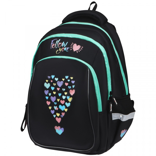 картинка Рюкзак BERLINGO Comfort "Follow your heart" эрго-спинка, 3 отделения, 3 кармана, 38*27*18 от магазина "Офисные мелочи"