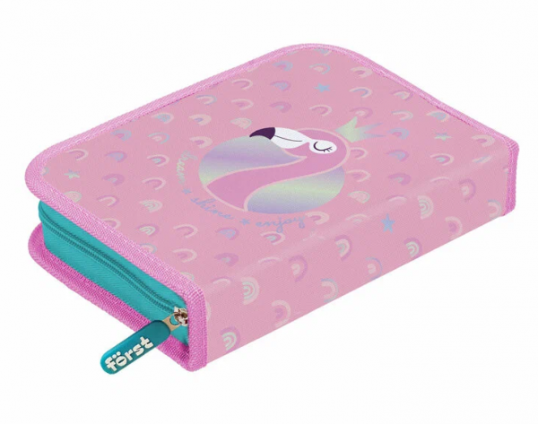 картинка Пенал 1 секция c откидной планкой 200*140*40 Först "Shiny flamingo" полиэстер от магазина "Офисные мелочи"