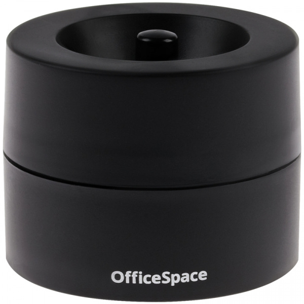картинка Скрепочница магнитная круглая OfficeSpace черная, без скрепок от магазина "Офисные мелочи"