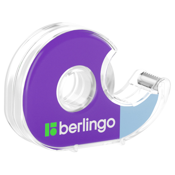 картинка Клейкая лента 19*33 прозрачная Berlingo в пластиковом диспенсере от магазина "Офисные мелочи"