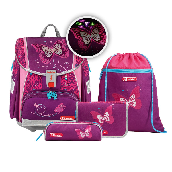 картинка Ранец Step By Step Touch2 Flash Shiny Butterfly сиреневый 4 предмета от магазина "Офисные мелочи"