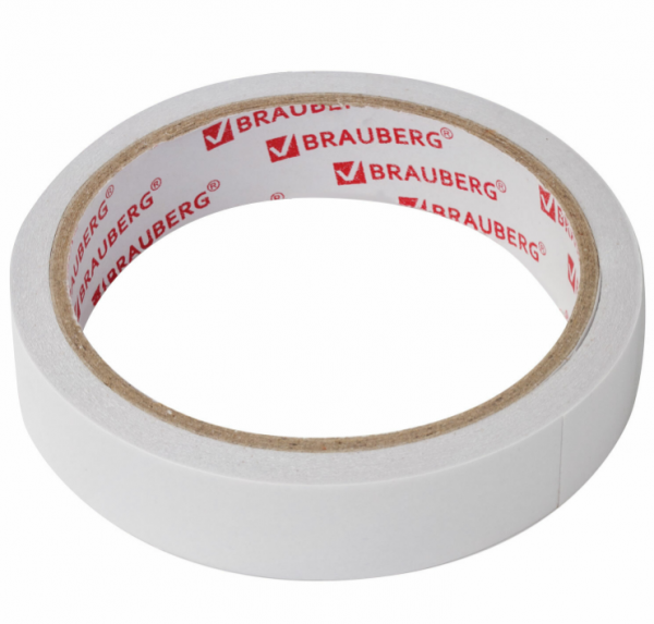 картинка Клейкая лента двусторонняя бумажная основа 19 мм.*10 м. Brauberg от магазина "Офисные мелочи"