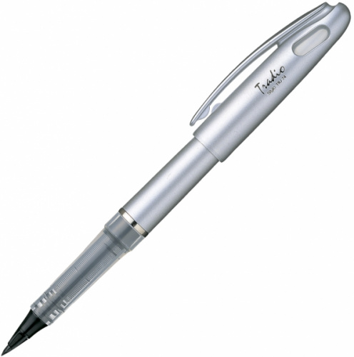 картинка Ручка капилярная PENTEL. Tradio Stylo черная серебристый корпус, пластиковое перо от магазина "Офисные мелочи"