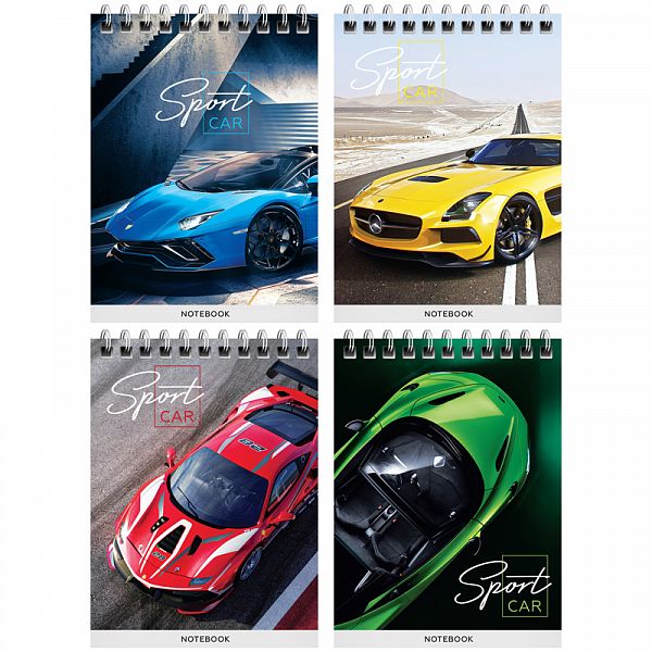 картинка Блокнот А6 спираль верхняя 40 листов клетка ArtSpace "Гонки. Sport cars" от магазина "Офисные мелочи"