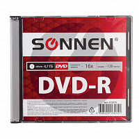 картинка Диск DVD-R 4.7Gb Sonnen 16х Slim Case от магазина "Офисные мелочи"