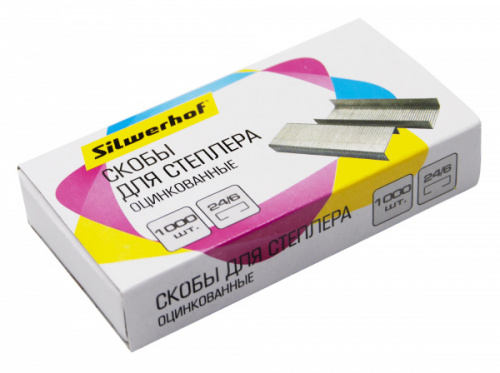 картинка Скобы №24/6 оцинкованные Silwerhof 1000 шт. от магазина "Офисные мелочи"