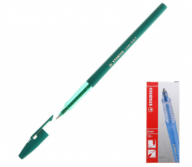картинка Ручка шариковая Stabilo "Liner" 0,7 мм. зеленая от магазина "Офисные мелочи"