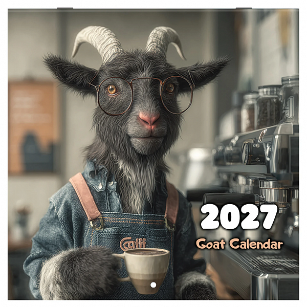 картинка Календарь настенный перекидной на скрепке 2027г 285*570 мм. 12 листов BRAUBERG "Goat calendar" от магазина "Офисные мелочи"