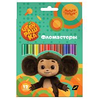 картинка Фломастеры 12 цветов Мульти-Пульти "Чебурашка" смываемые, коробка, европодвес от магазина "Офисные мелочи"