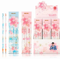 картинка Карандаш чернографитный HB без ластика Deli "Sakura" трехгранный от магазина "Офисные мелочи"