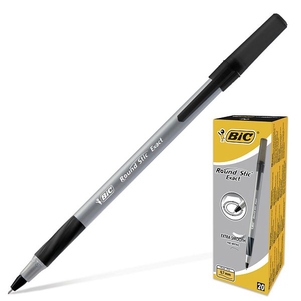 картинка Ручка шариковая BIC "Round Stic Exact" 1,0 мм. черная, резиновый грип от магазина "Офисные мелочи"