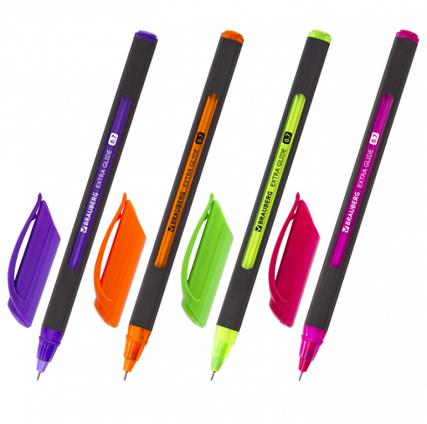 картинка Ручка шариковая Brauberg "Extra Glide Soft Color" 0,7 мм. синяя, масляная от магазина "Офисные мелочи"