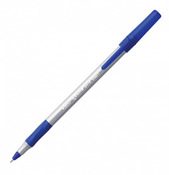 картинка Ручка шариковая BIC "Round Stic Экзакт" 0,7 мм. синяя, резиновый грип, игольчатый наконечник от магазина "Офисные мелочи"