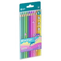 картинка Карандаши 12 цветов Berlingo "SuperSoft. Pastel" шестигранные, цветной пастельный корпус от магазина "Офисные мелочи"