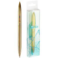 картинка Ручка шариковая поворотная MESHU "Gold" 1,0 мм. синяя, корпус металл/золотой, пластиковый футляр от магазина "Офисные мелочи"