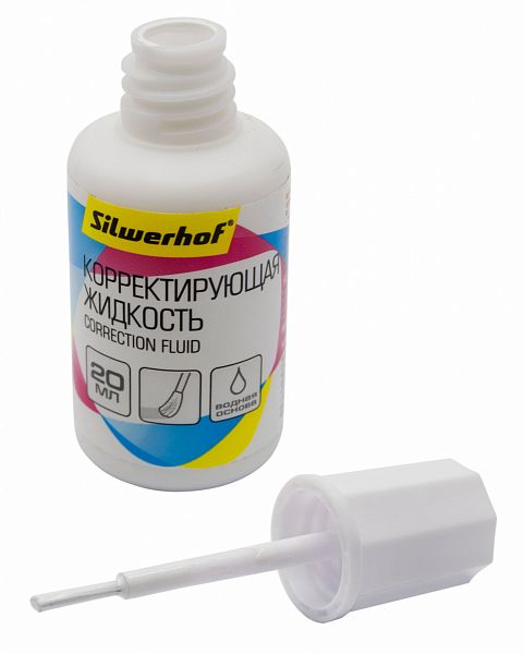 картинка Корректор на водной основе с кистью Silwerhof 20 мл. от магазина "Офисные мелочи"