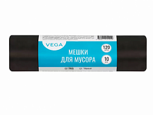 картинка Мешки для мусора 120 л.*10 шт. 11 мкм. Vega ПНД, 67*102 см., черные, в рулоне от магазина "Офисные мелочи"