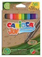картинка Фломастеры 12 цветов Carioca EcoFamily JOY смываемые, европодвес от магазина "Офисные мелочи"