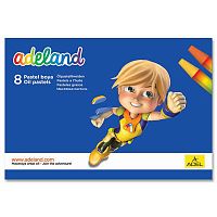 картинка Мелки масляные 8 цветов Adel "Adeland" шестигранные, картонная коробка от магазина "Офисные мелочи"