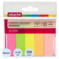 картинка Закладки бумажные 14*50 5*50 л. неон Attache от магазина "Офисные мелочи"