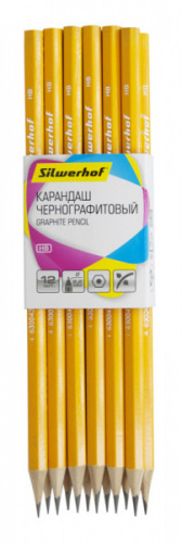 картинка Карандаш чернографитный HB без ластика Silwerhof "Basic" шестигранный заточенный от магазина "Офисные мелочи"