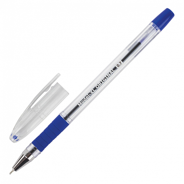 картинка Ручка шариковая Brauberg "Model-XL ORIGINAL" 0,7 мм. синяя, игольчатый наконечник, масляная, резиновый грип (стержень 140 мм.) от магазина "Офисные мелочи"