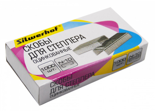 картинка Скобы №10 оцинкованные Silwerhof 1000 шт. от магазина "Офисные мелочи"