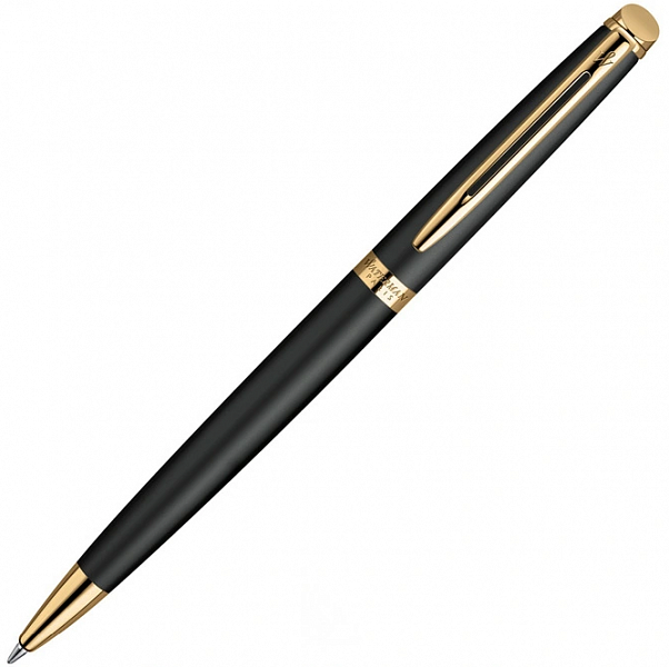 картинка Ручка шариковая Waterman Hemisphere "Matte Black GT" M синие чернила подарочная коробка от магазина "Офисные мелочи"
