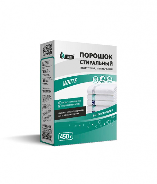 картинка Стиральный порошок 450 г. RAIN WHITE Универсал коробка от магазина "Офисные мелочи"