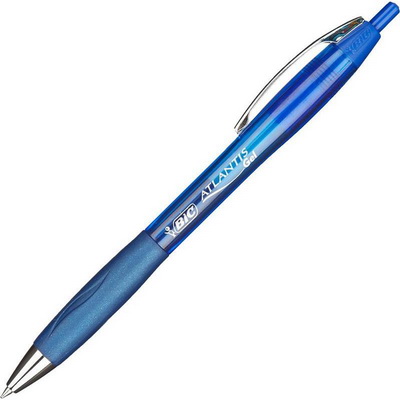 картинка Ручка гелевая автоматическая BIC Atlantis Gel 0,7 мм. синяя, резиновый грип, прозрачный корпус от магазина "Офисные мелочи"
