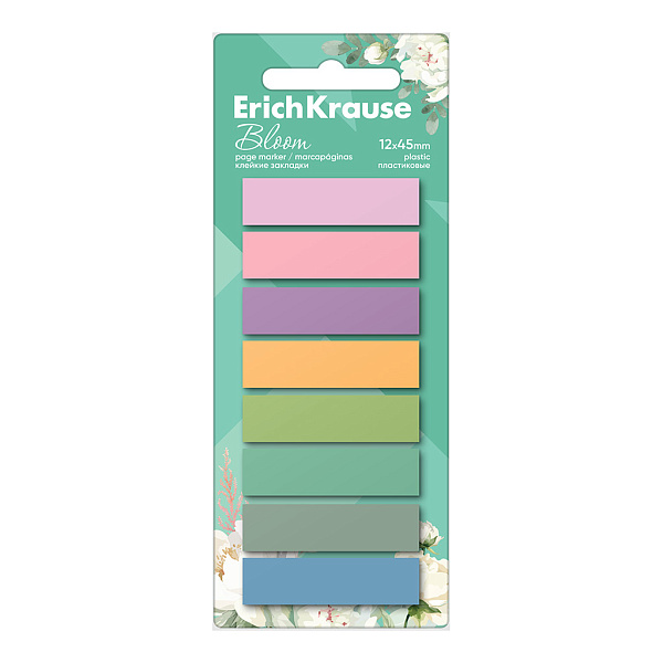 картинка Закладки пластиковые 12*45 8*20 л. пастель ErichKrause Цветущая нежность от магазина "Офисные мелочи"