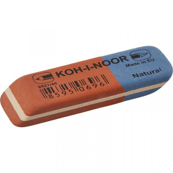 картинка Ластик комбинированный Koh-I-Noor "6521/40 6516" 35*24*8 мм. каучук синий от магазина "Офисные мелочи"