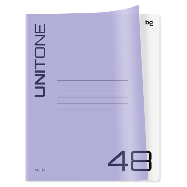 картинка Тетрадь 48 листов клетка BG "UniTone. Neon" пластик обложка неон сиреневый от магазина "Офисные мелочи"