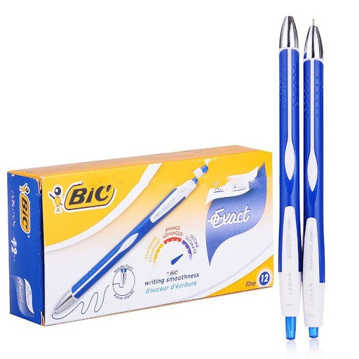 картинка Ручка шариковая автоматическая BIC Atlantis Exact 0,7 мм. синяя, корпус пластик, резиновый грип от магазина "Офисные мелочи"
