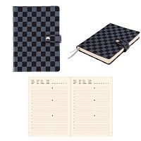 картинка Ежедневник А5 недатированный Proff "Damier" графит, застежка, ляссе, подарочная коробка, 160 л. от магазина "Офисные мелочи"