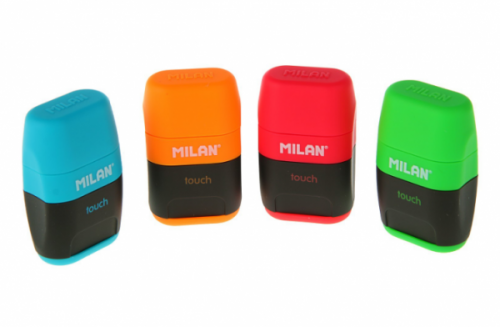 картинка Ластик Milan Compact Touch Duo цветной + точилка от магазина "Офисные мелочи"