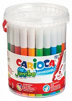 картинка Фломастеры JUMBO 50 цветов Carioca смываемые, банка с ручкой от магазина "Офисные мелочи"