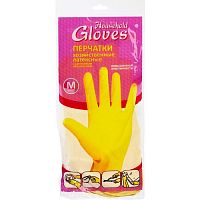 картинка Перчатки латексные M Household Gloves с хлопковым напылением желтые от магазина "Офисные мелочи"