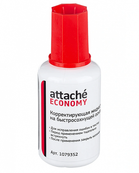 картинка Корректор на основе растворителя с кистью Attache Economy 22 г. быстросохнущий от магазина "Офисные мелочи"
