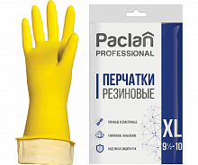 картинка Перчатки резиновые XL с хлопковым напылением Paclan Professional, желтые от магазина "Офисные мелочи"