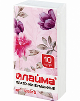 картинка Платки носовые 20*20 Лайма 3-х слойные 10 шт. в упаковке от магазина "Офисные мелочи"