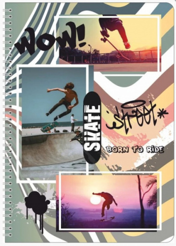 картинка Тетрадь 48 листов клетка спираль Lamark "Skate" обложка полноразмерная печать, конгрев от магазина "Офисные мелочи"