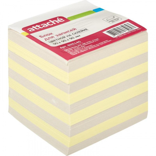 картинка Блок для заметок 9*9*9 цветной 60 г. Attache Эконом на склейке от магазина "Офисные мелочи"