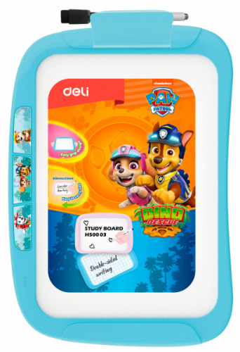 картинка Доска магнитно-маркерная 20,5*28,6 см. Deli "Paw Patrol" лак, белый, маркер/стиратель, рама пластик от магазина "Офисные мелочи"